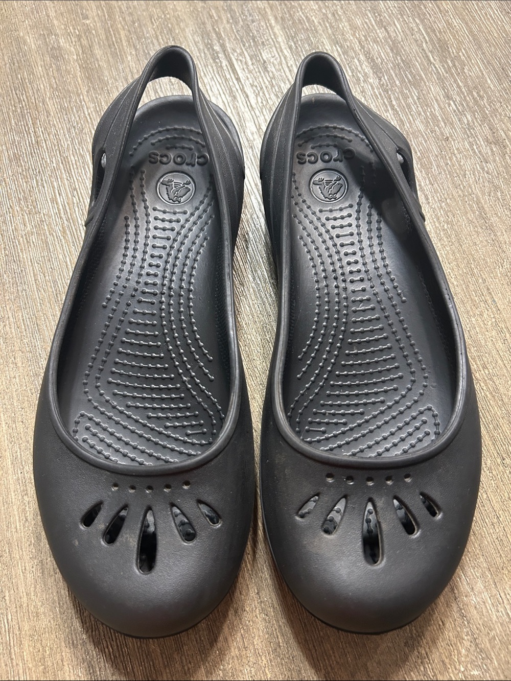 Crocs Kadee Black Ballet Flats, Sz. W7, Like New.